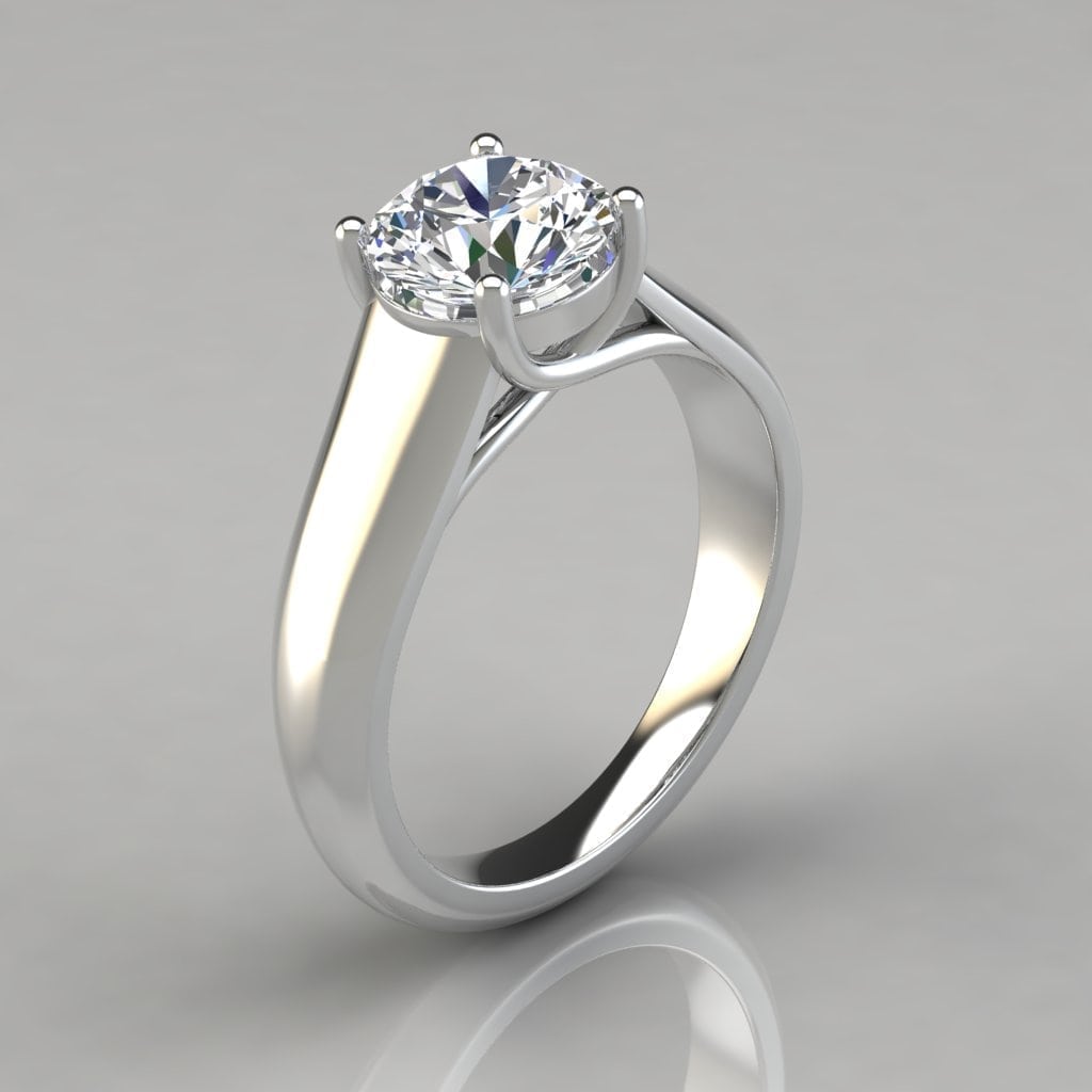 Lucida Wide Band Solitaire Moissanite Engagement Ring | Forever Moissanite