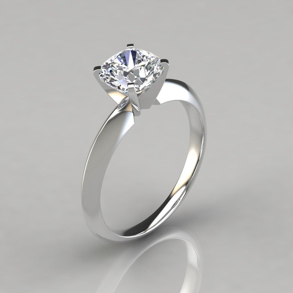 Knife Edge Engagement Ring | Cushion Cut Solitaire Moissanite Ring | Forever Moissanite