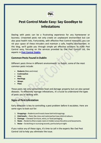 Pest Control Made Easy: Say Goodbye to Infestations